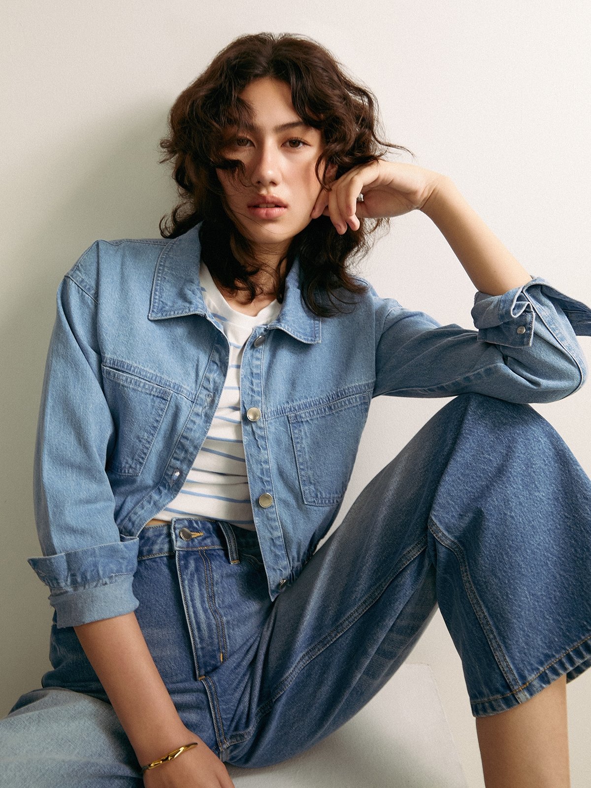 Denim cropped jacket zara outlet