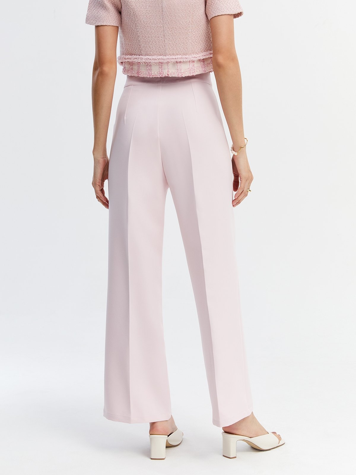 Blush pink wide deals leg trousers