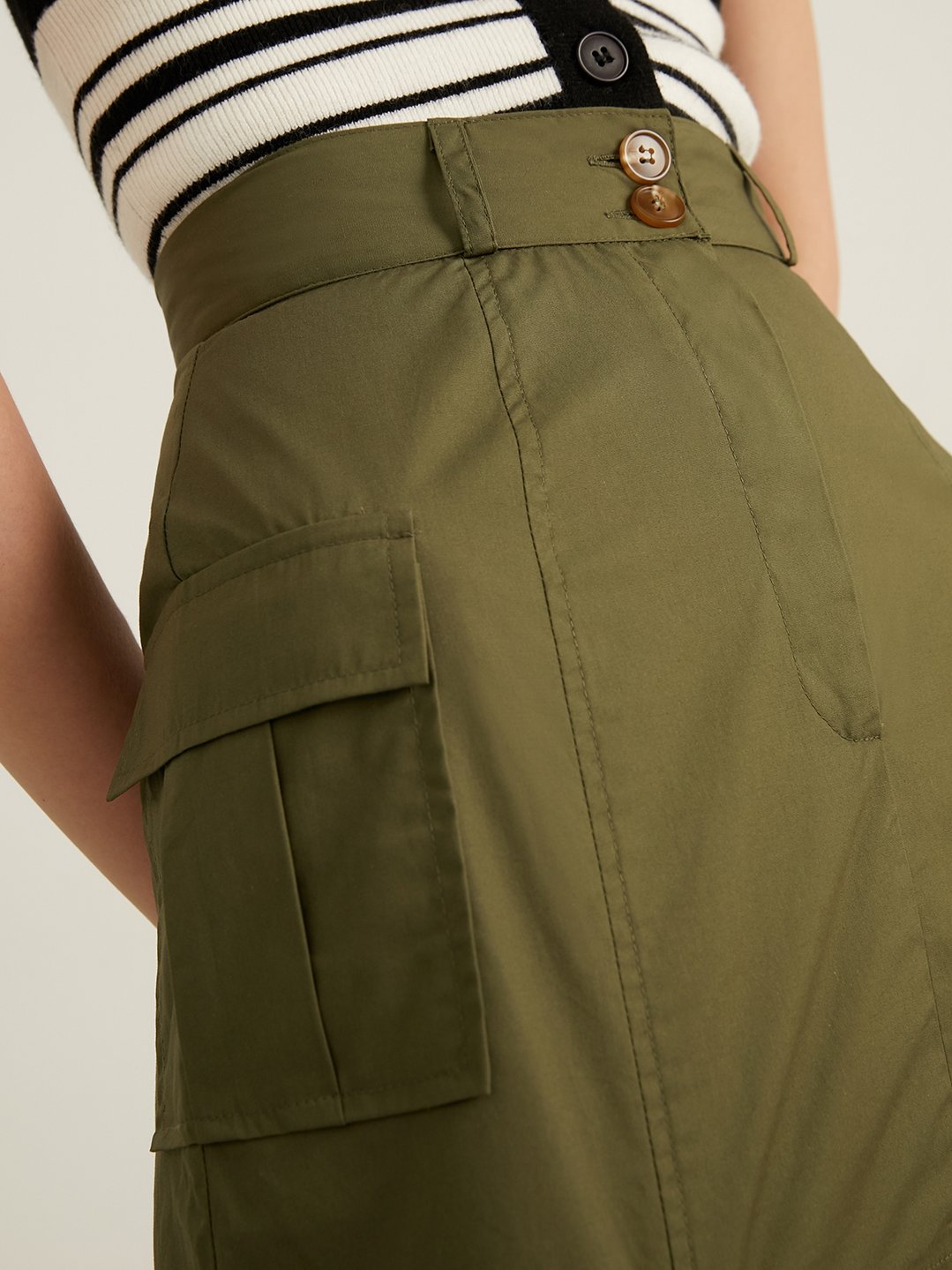 Mini A Line Skirt - Green - Pomelo Fashion