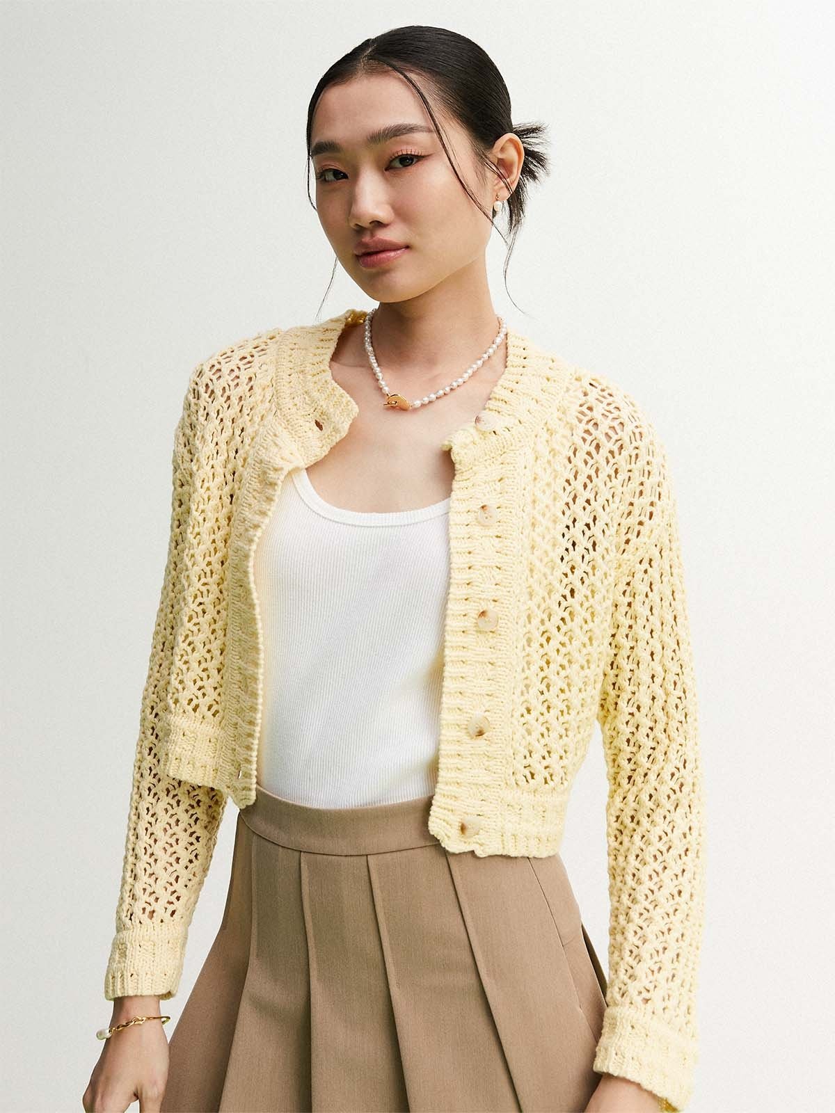 Knitted Cardigan Yellow Pomelo Fashion
