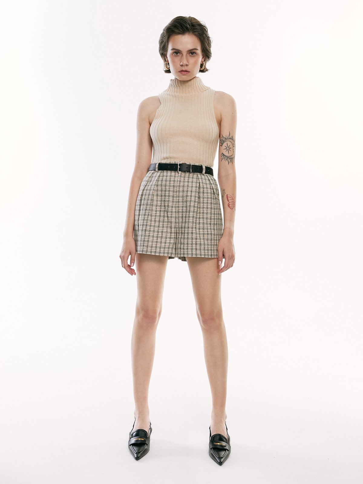 High Waisted Shorts Brown Pomelo Fashion
