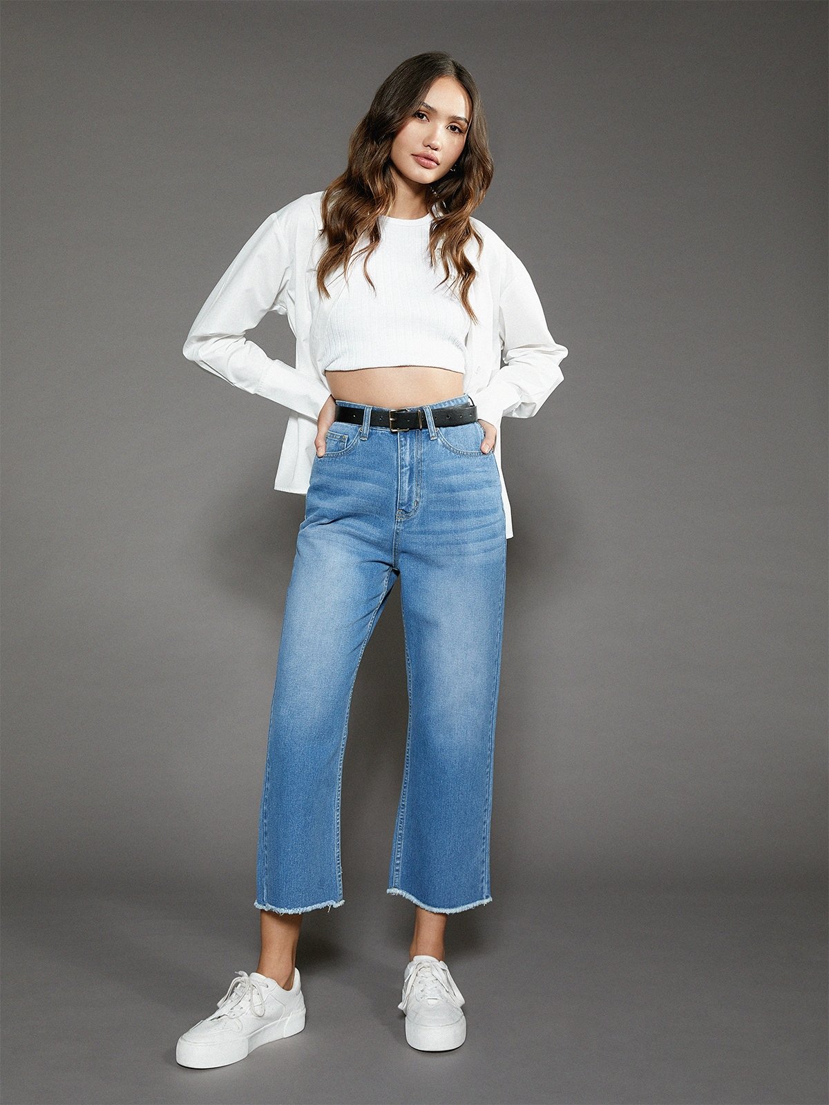 Ashleigh Blue Cropped High Rise Wide Leg Jeans
