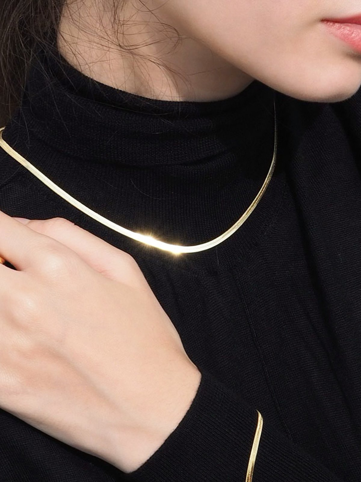 Snake Bone Necklace Gold Pomelo Fashion