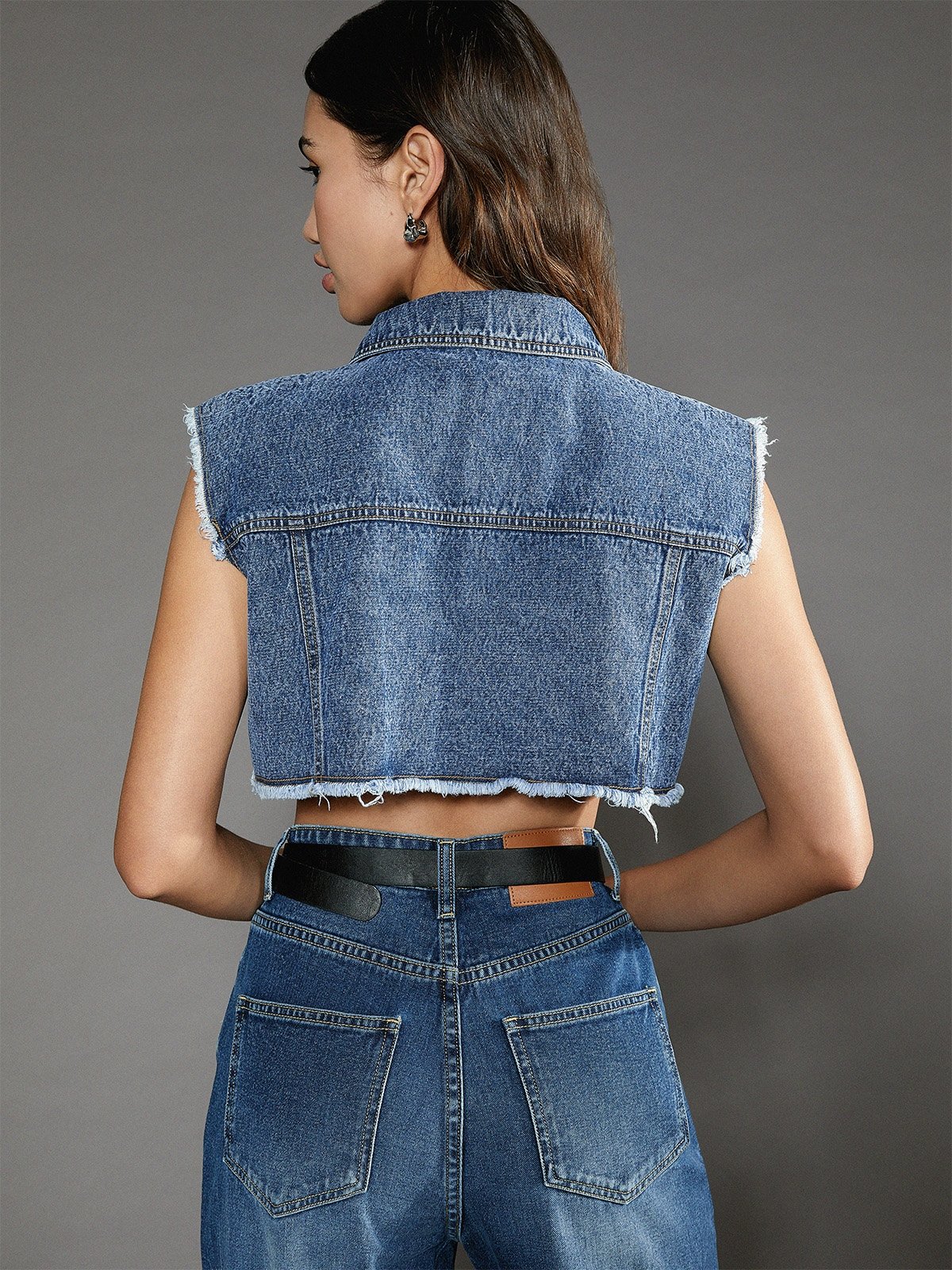 Crop top denim store vest