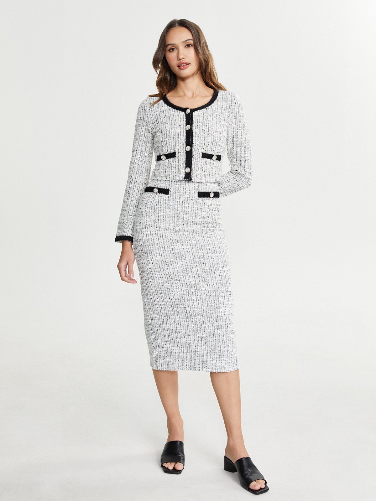White top tweed suit