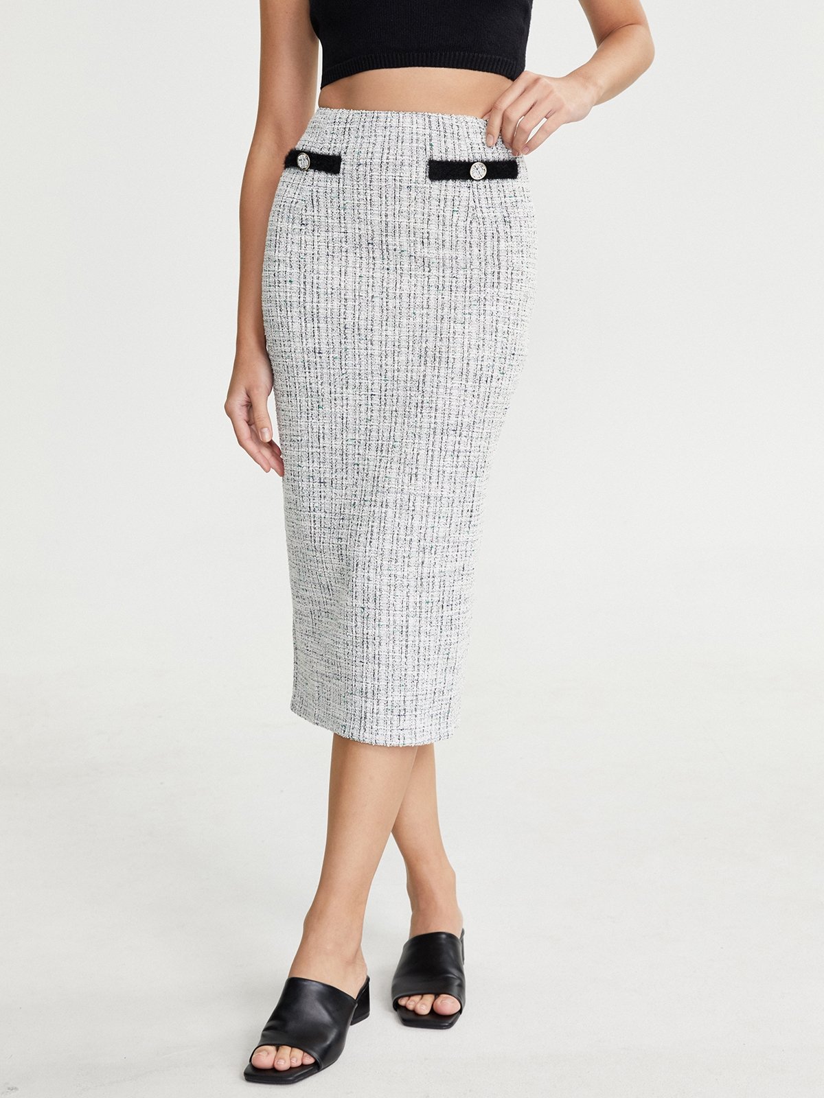 Tweed midi skirt