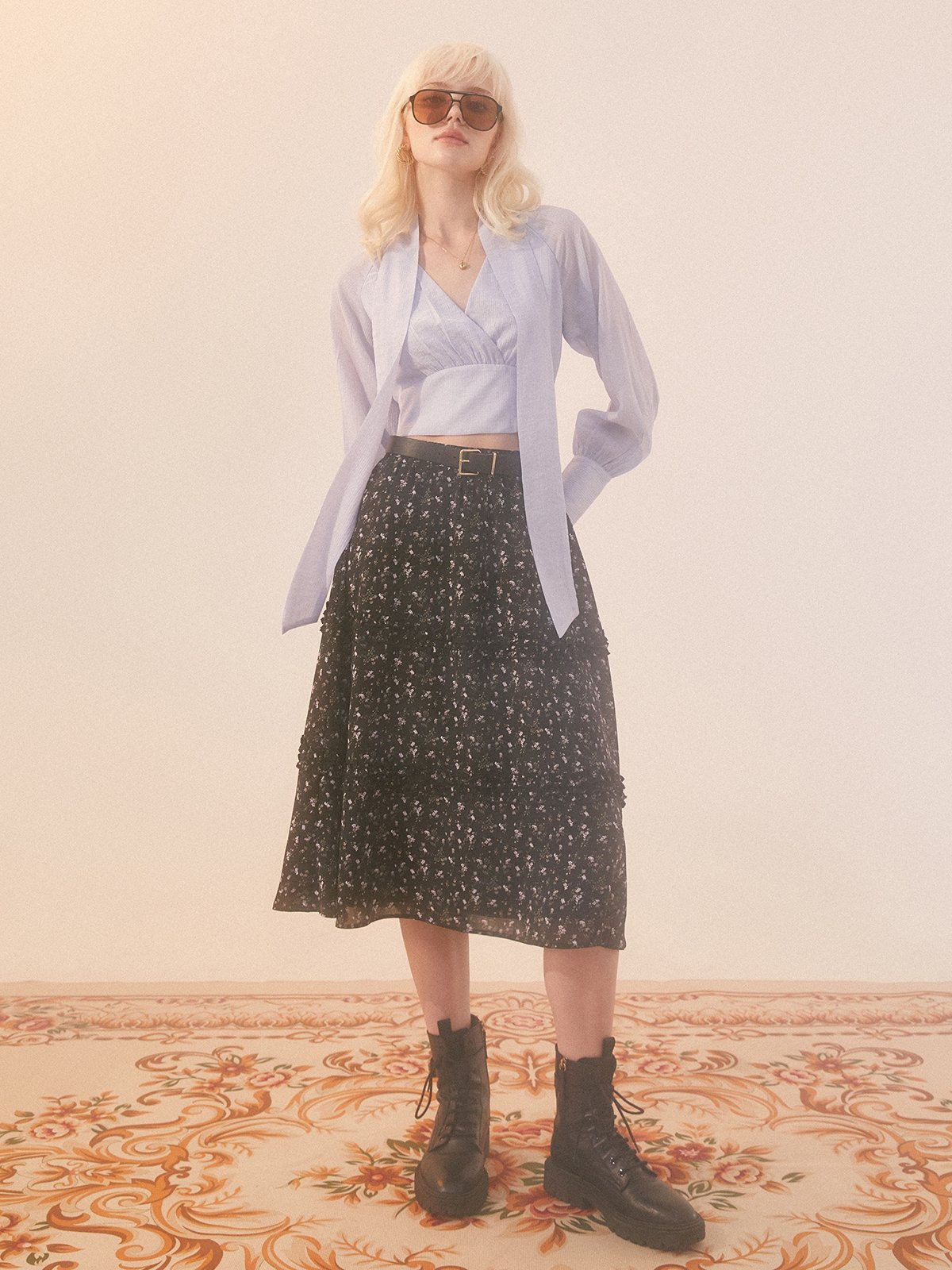 Floral frill skirt outlet