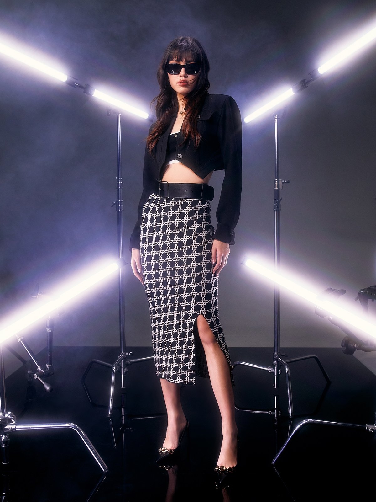 Black knee online length skirt 7/8