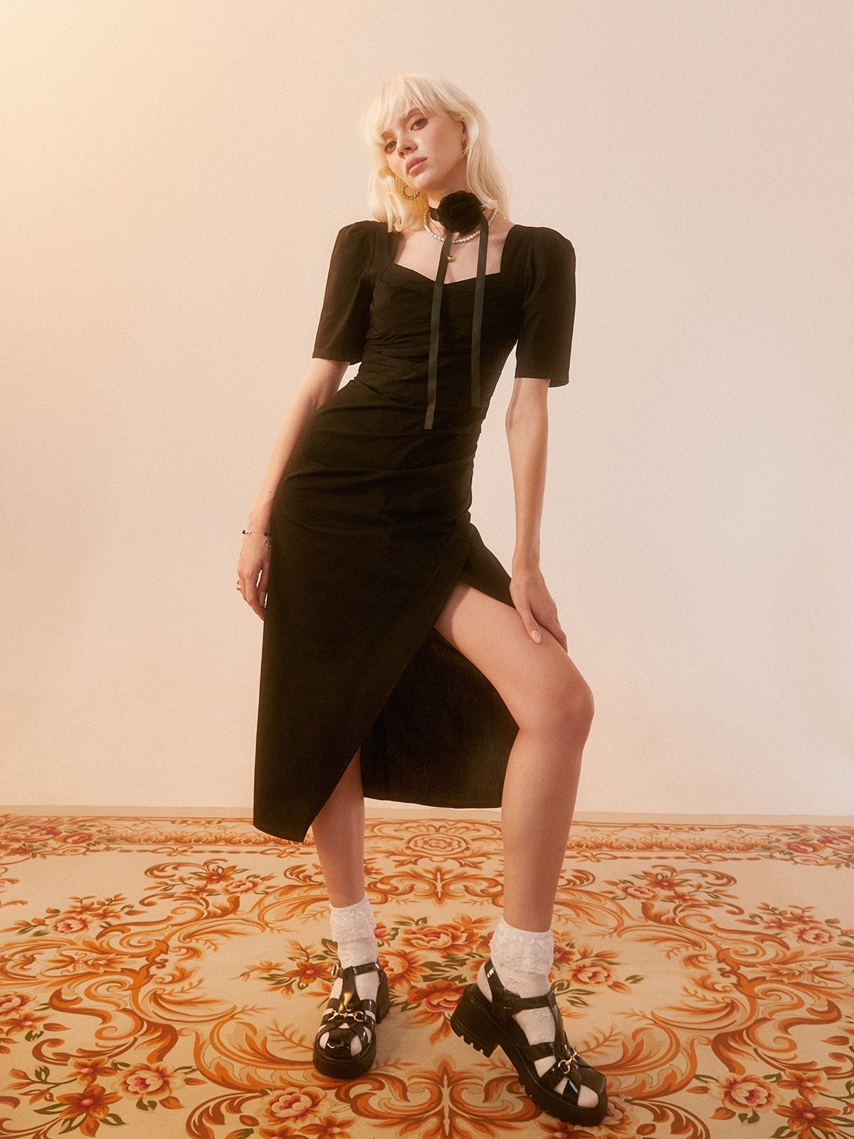 Front slit deals midi dress