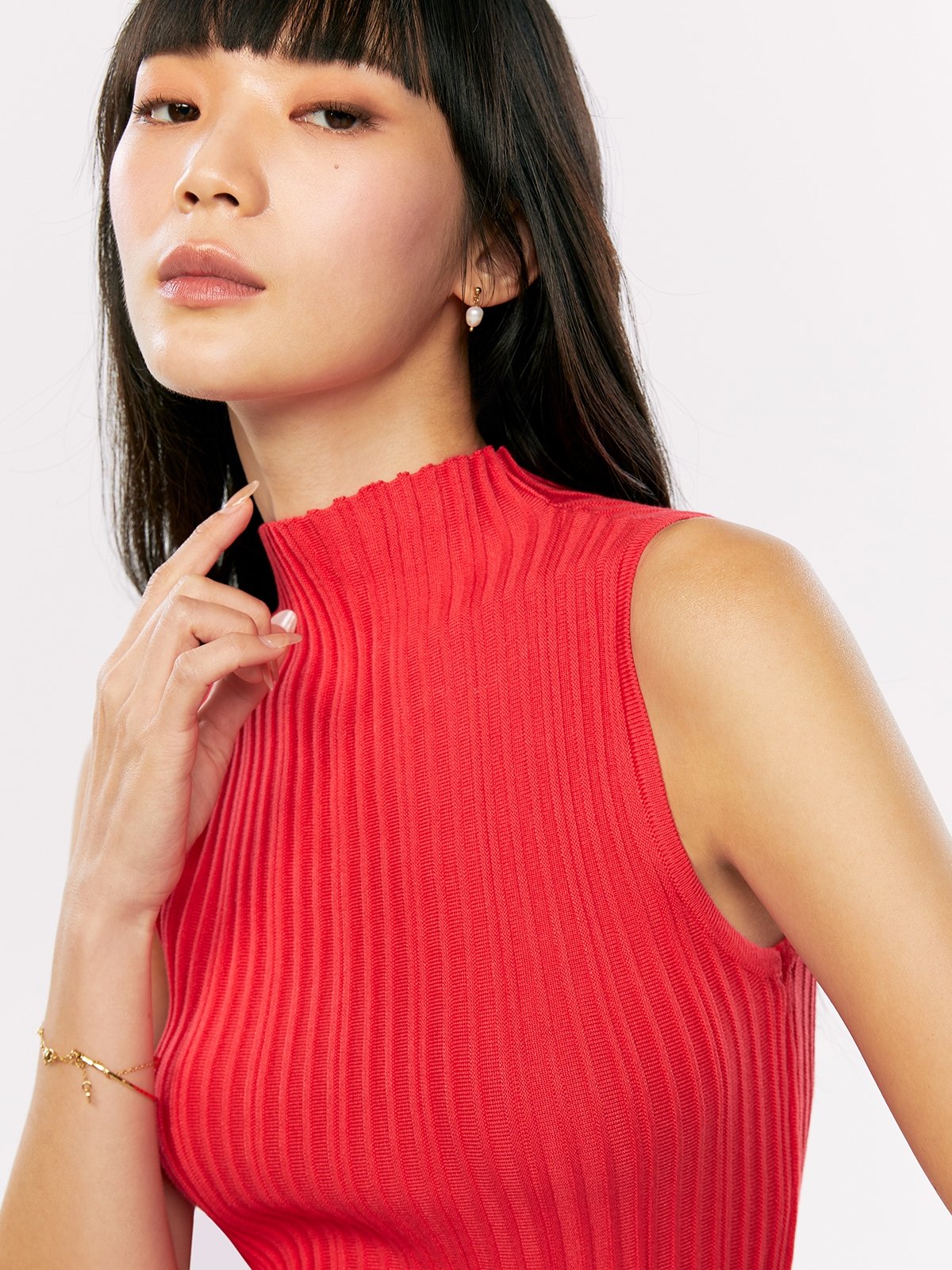 High Neck Tank Top Pink Pomelo Fashion