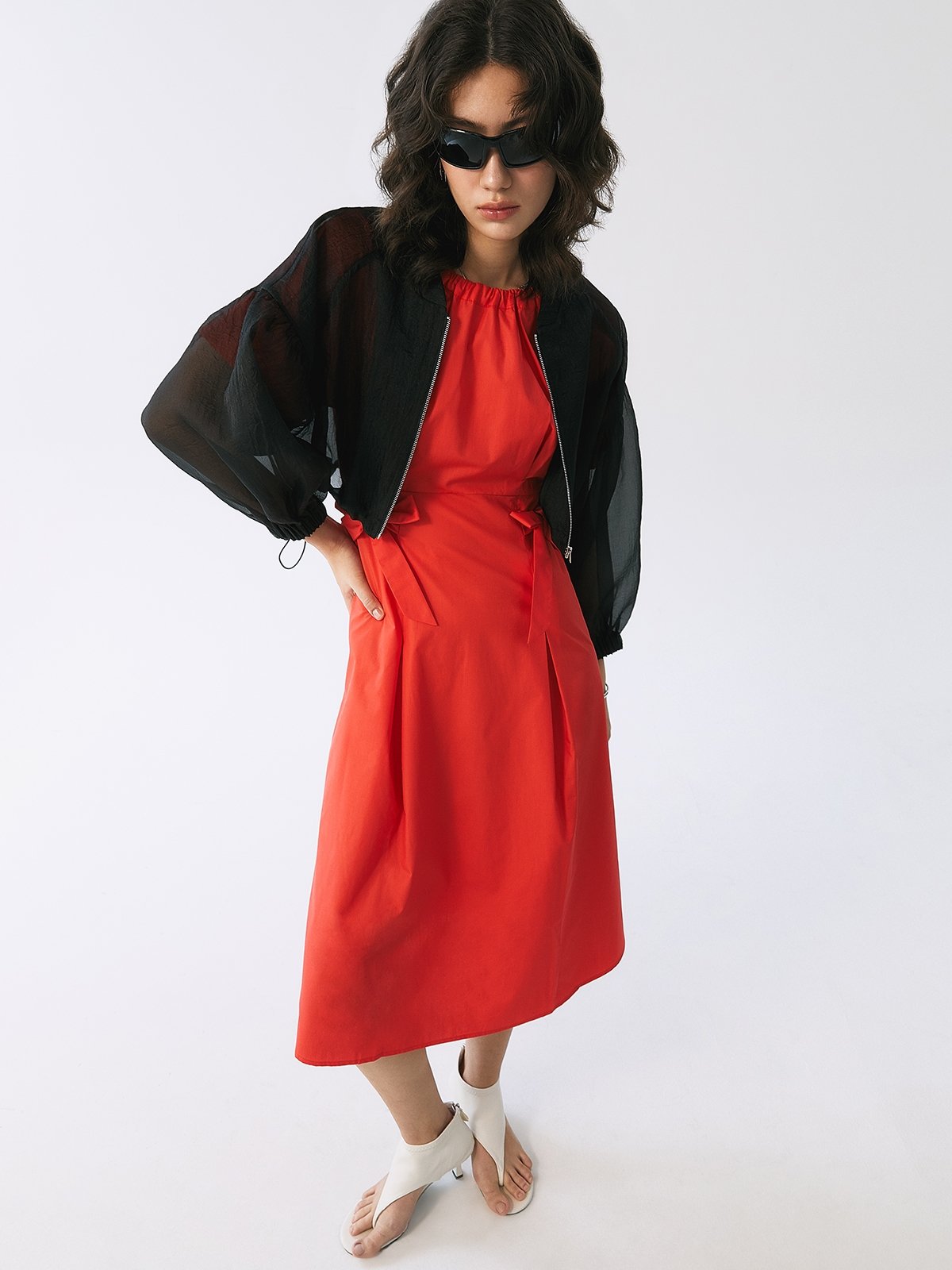 Red midi dress on sale zara