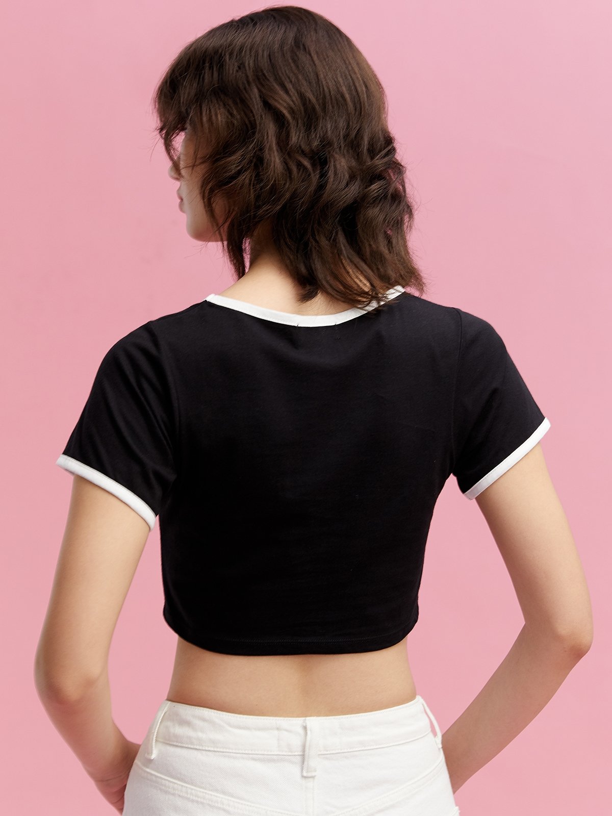 Plain black crop hot sale top