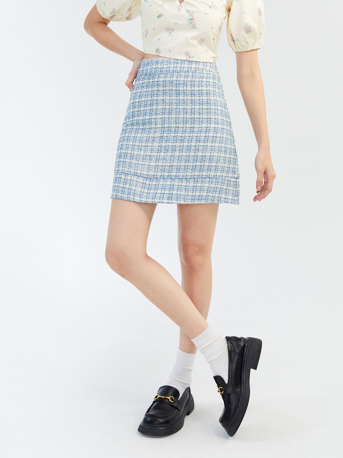High waisted clearance white skirt navy