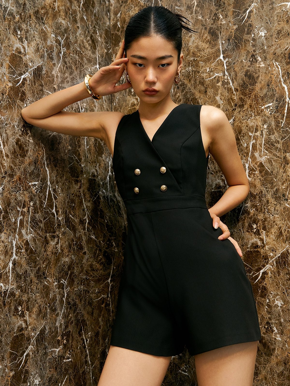 Black playsuit outfit hot sale