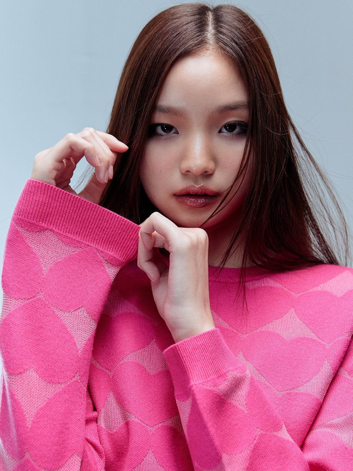 Long Sleeves Knit Top Hot Pink Pomelo Fashion