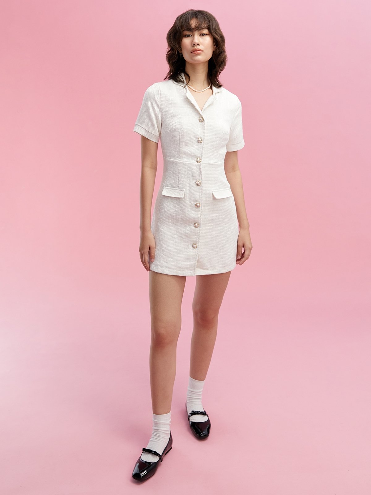 Button front dress white shop