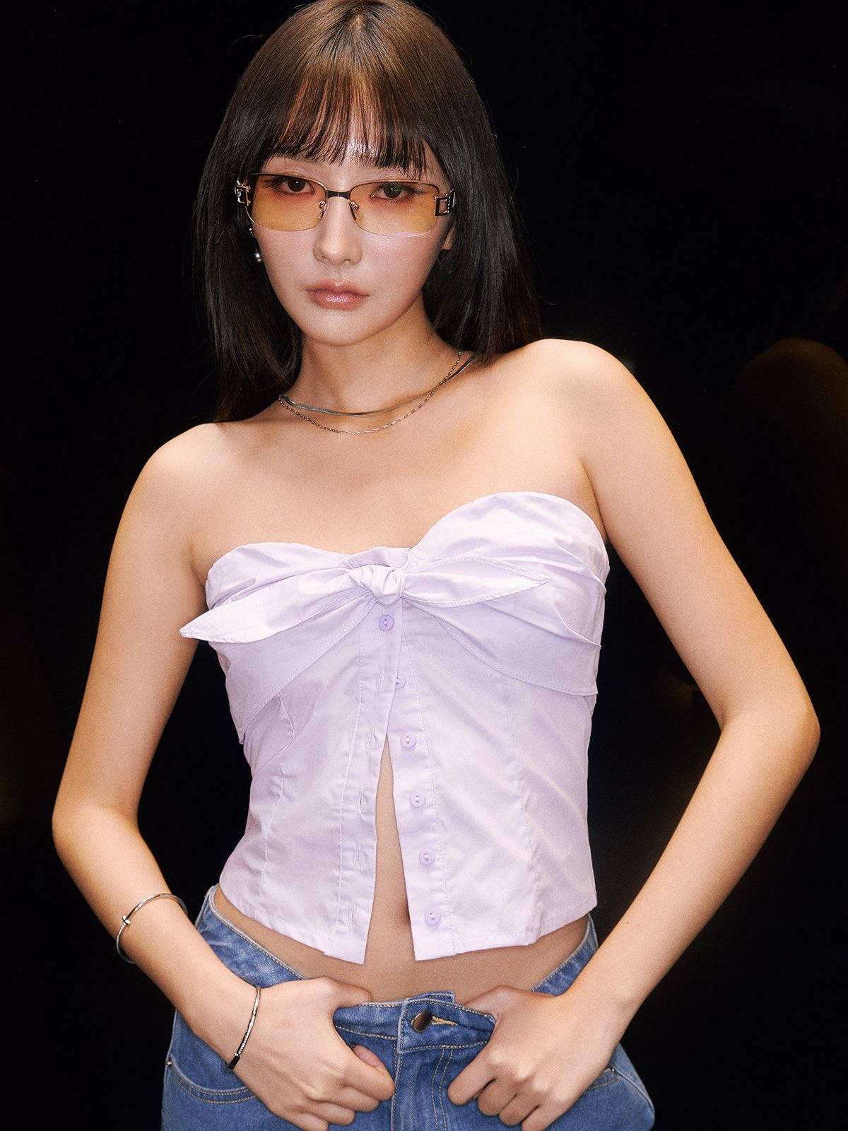 Bow Tie Tube Purple Pomelo Fashion