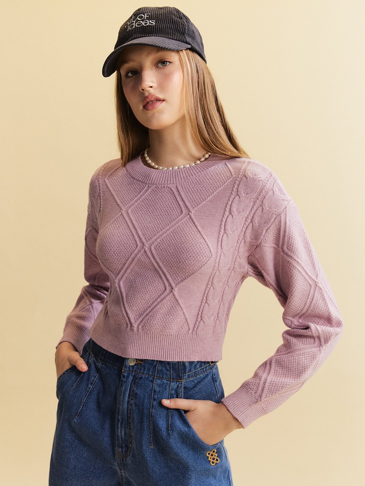 Purple crop top sweater discount