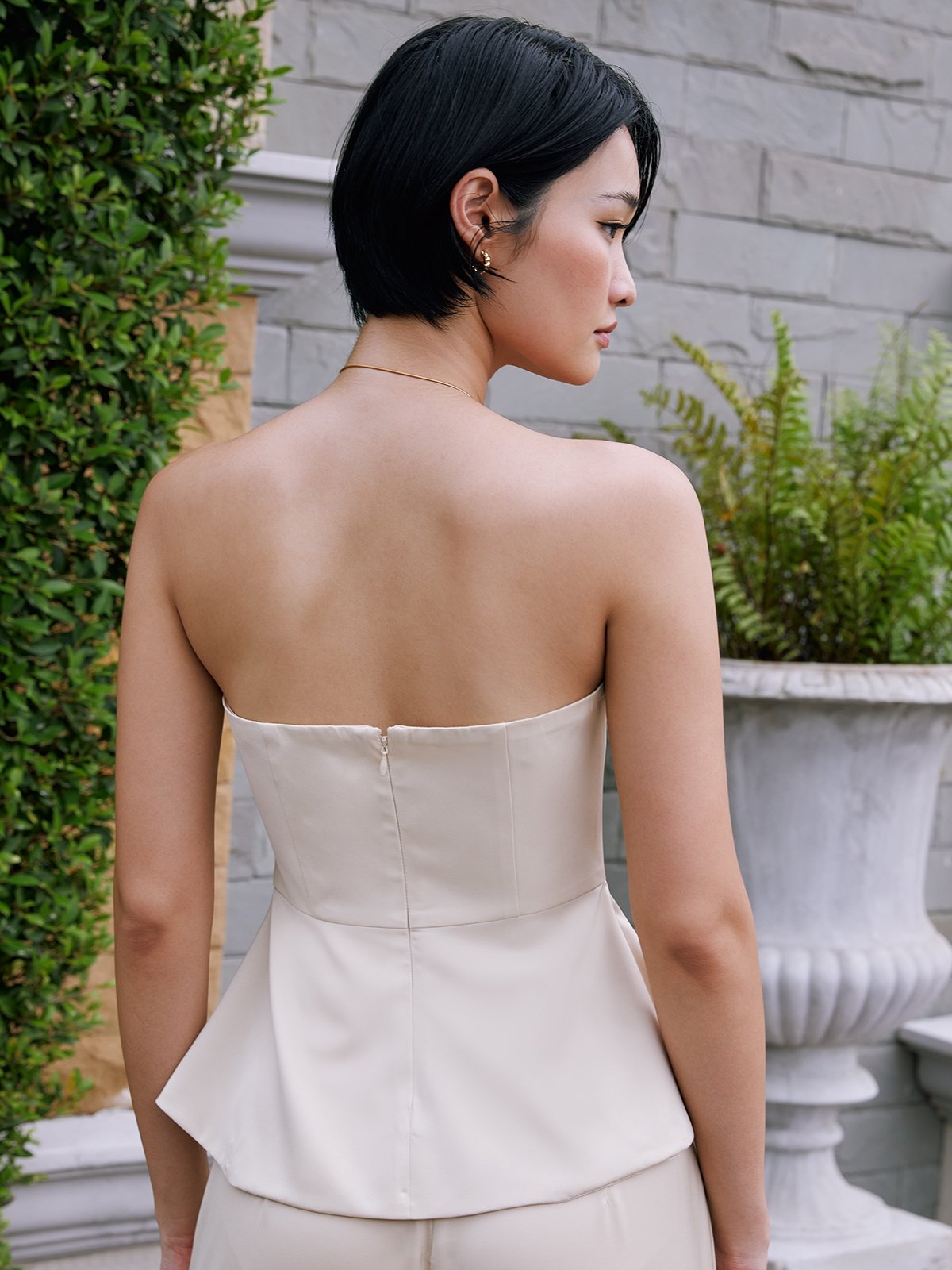 Strapless Tube Top Cream Pomelo Fashion