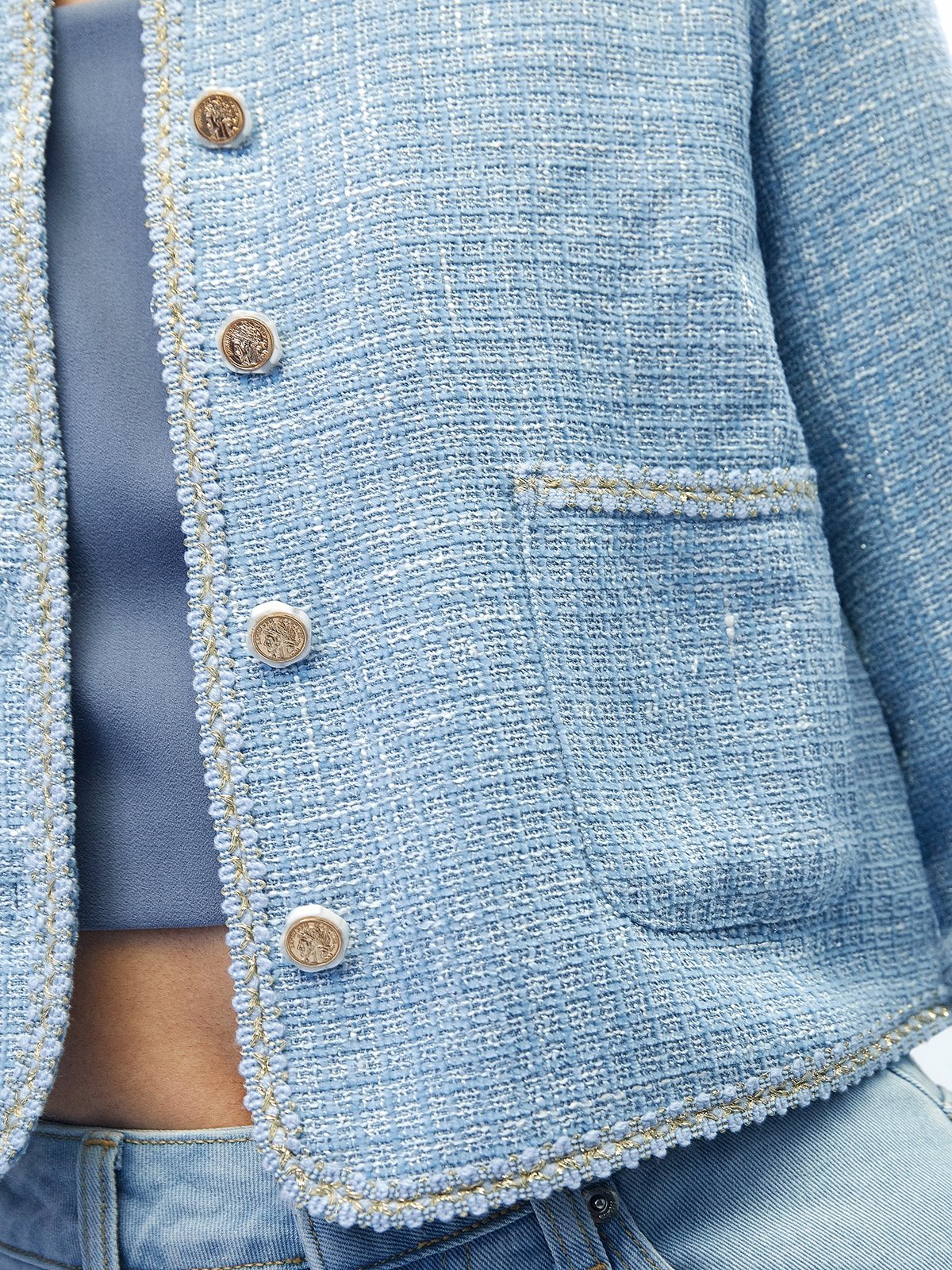 Tweed Jacket Baby Blue Pomelo Fashion