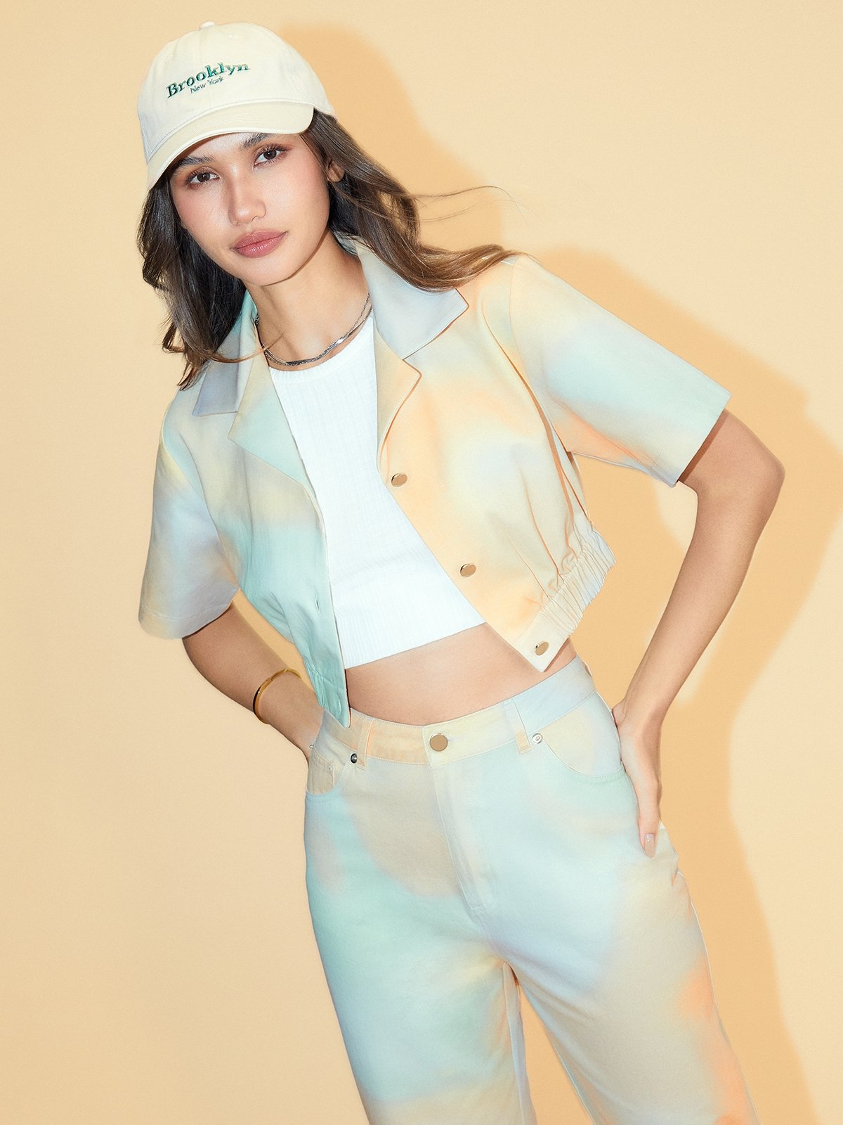 Gradient Crop Shirt Multi Color Pomelo Fashion