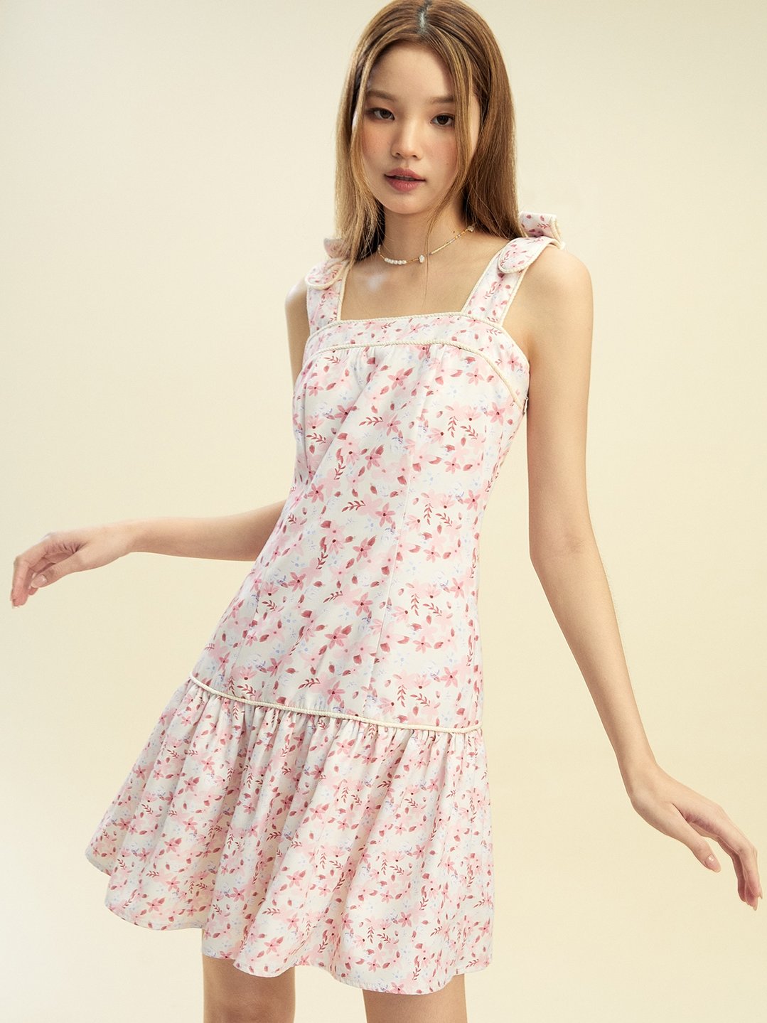 Floral Printed Mini Dress - Multi Color - Pomelo Fashion