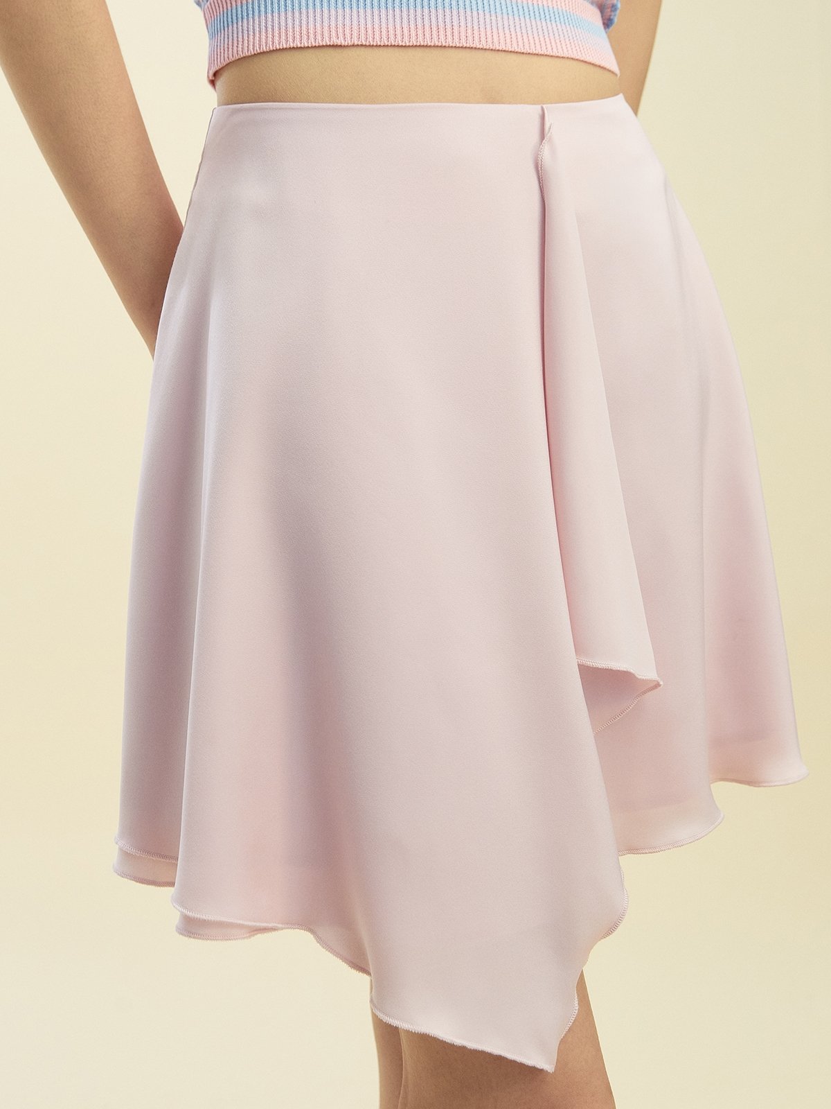 Flowy Mini Skirt Light Pink Pomelo Fashion