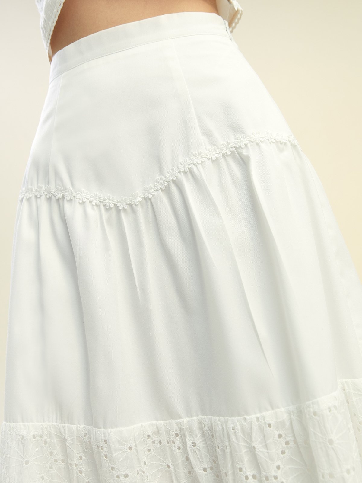 Elastic waist white skirt sales