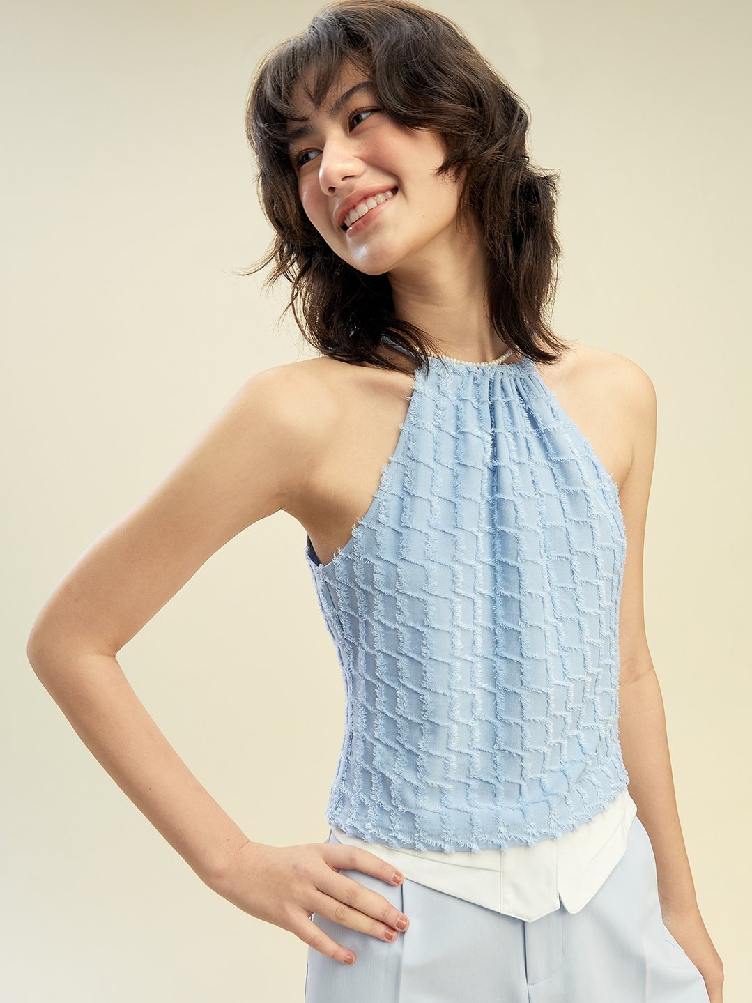 Knitted Sleeveless Top - Blue