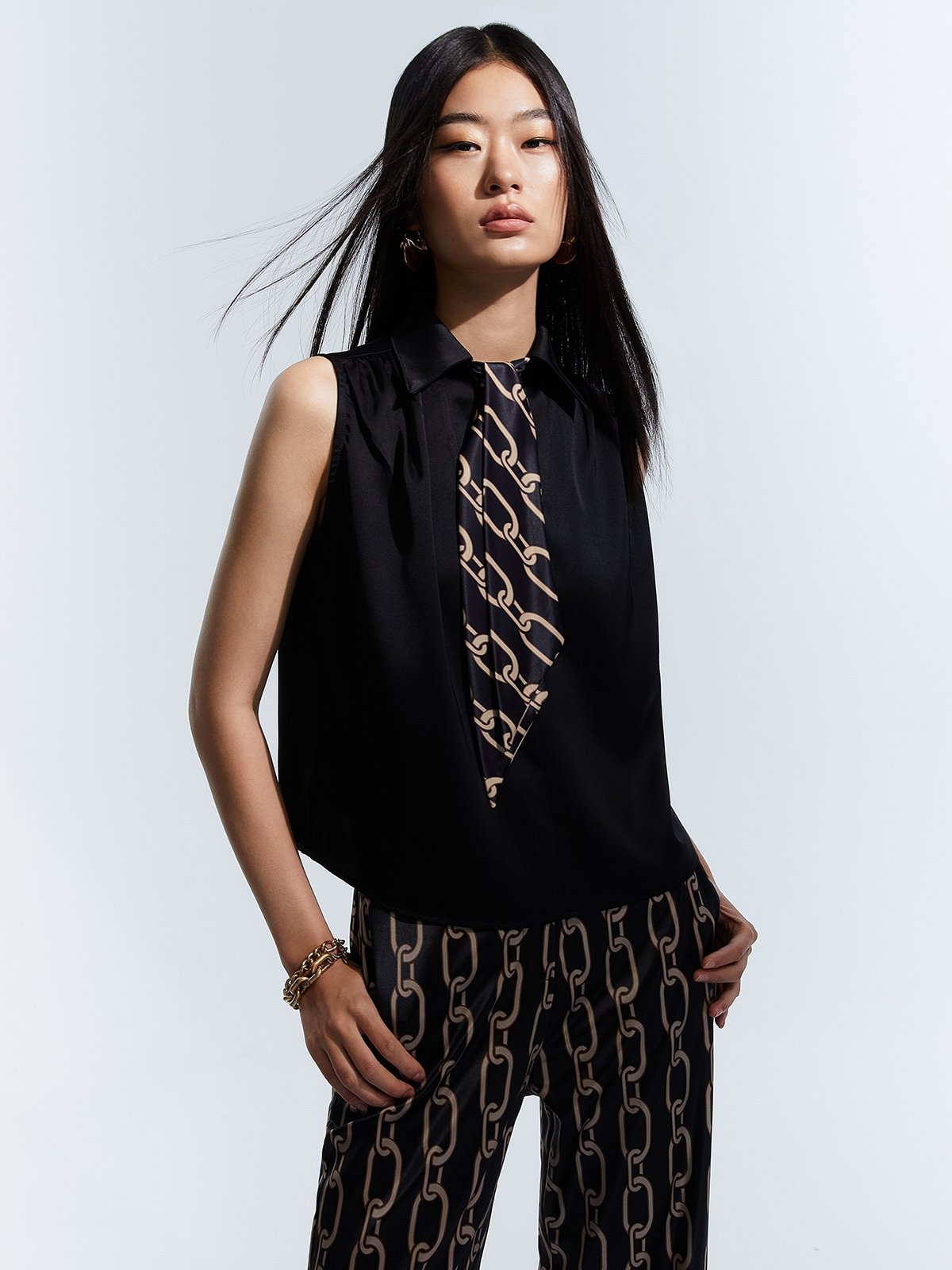 Petal Dew Full Size Floral V-Neck Tie Detail Blouse main image 0