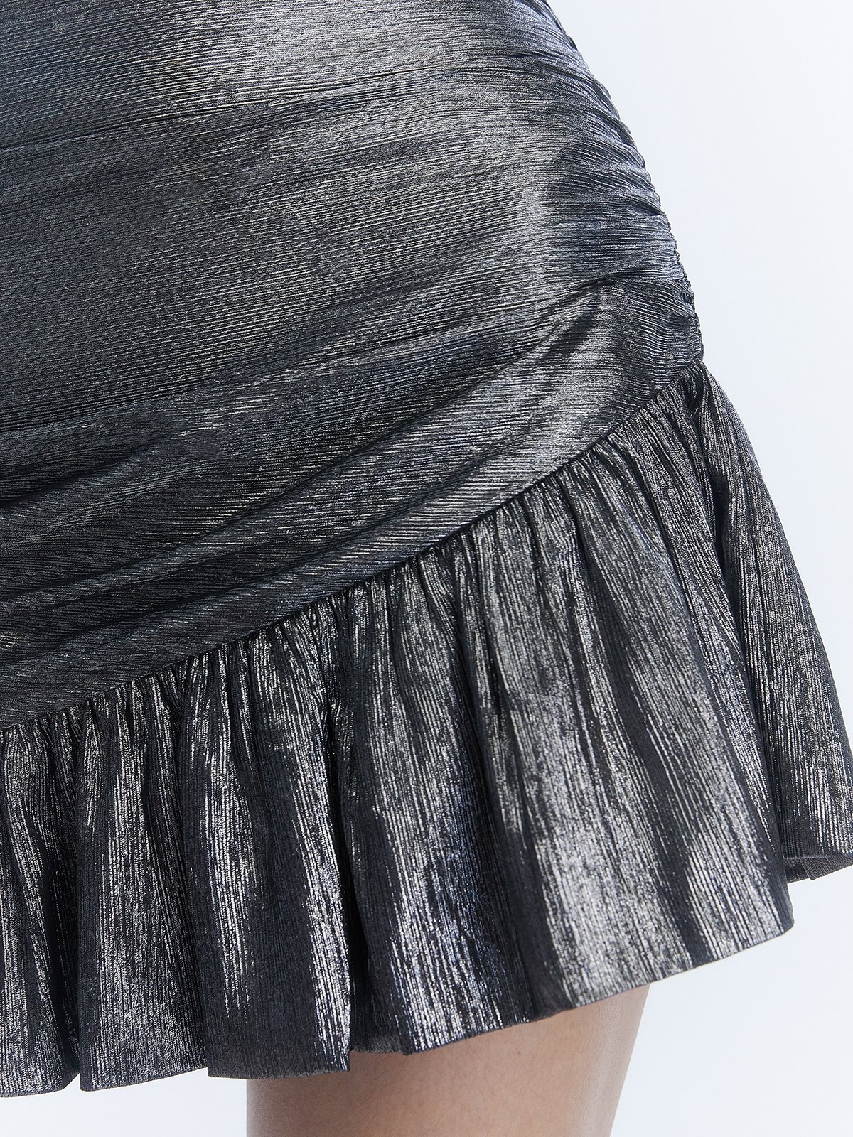 Metallic ruffle cheap mini skirt