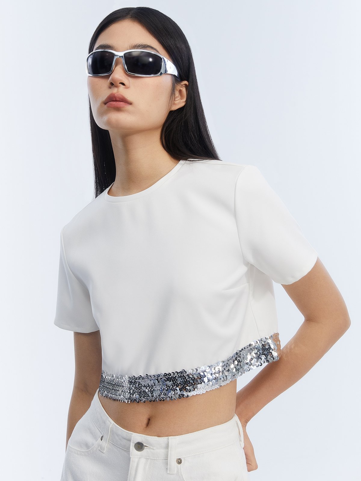 Short Sleeves Crop Top White