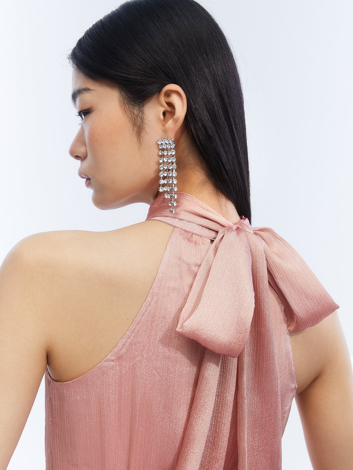Halter Neck Mini Dress Light Pink Pomelo Fashion