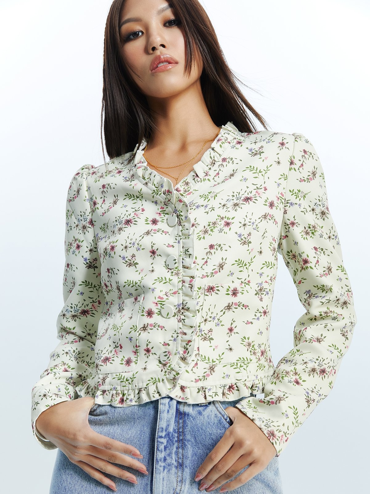 White floral sale blazer