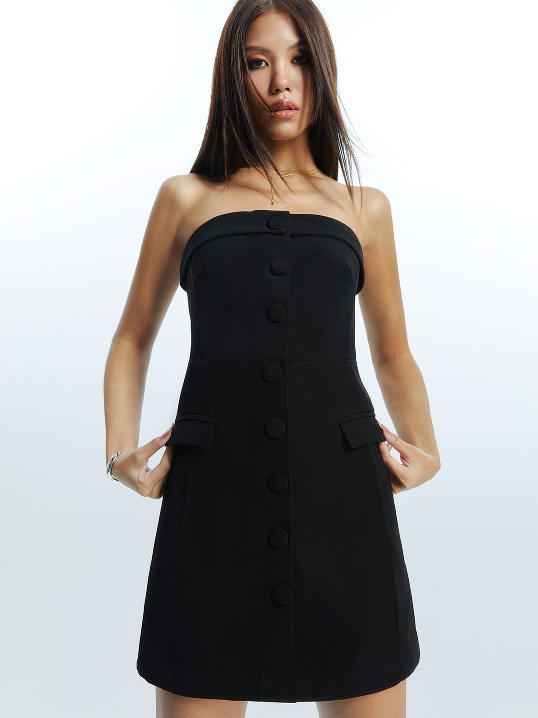 Tube Mini Dress - Black - Pomelo Fashion