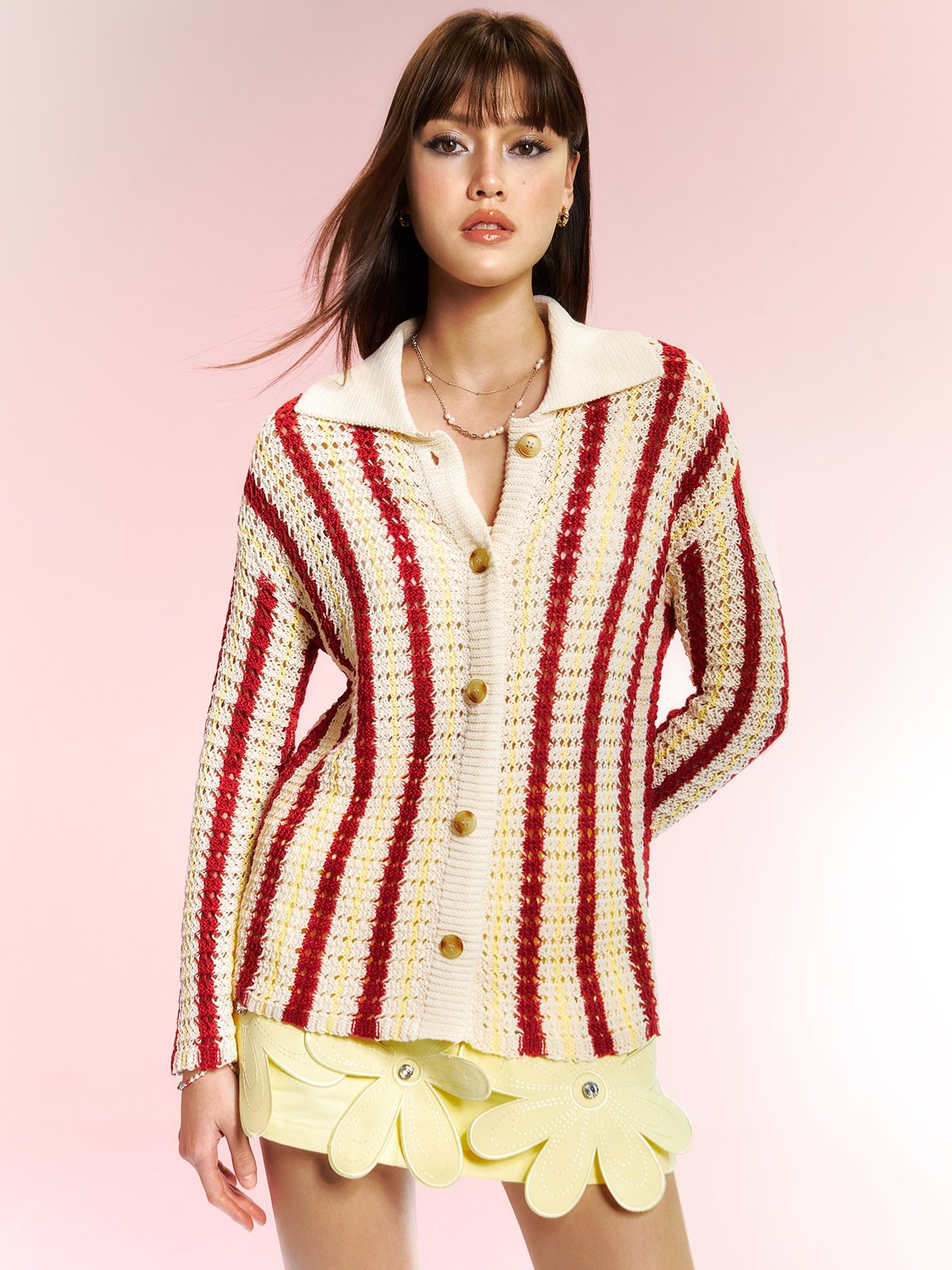 Knitted Stripe Shirt Multi Color Pomelo Fashion