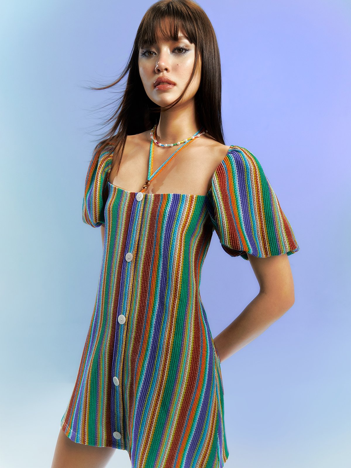 Rainbow striped 2024 mini dress