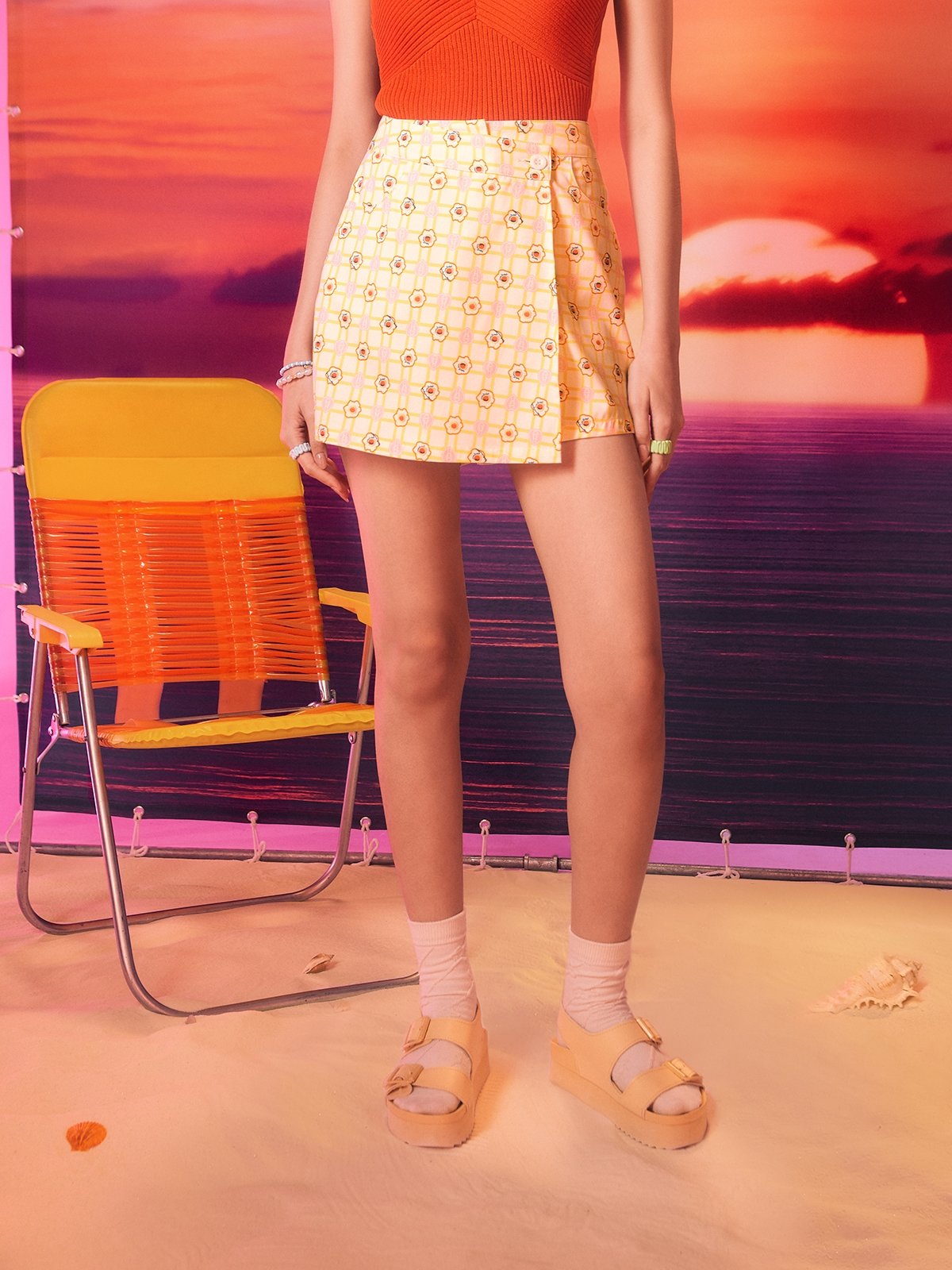 Cut Out Design Skort Yellow Pomelo Fashion cut-out-design-skort-yellow-pomelo-fashion