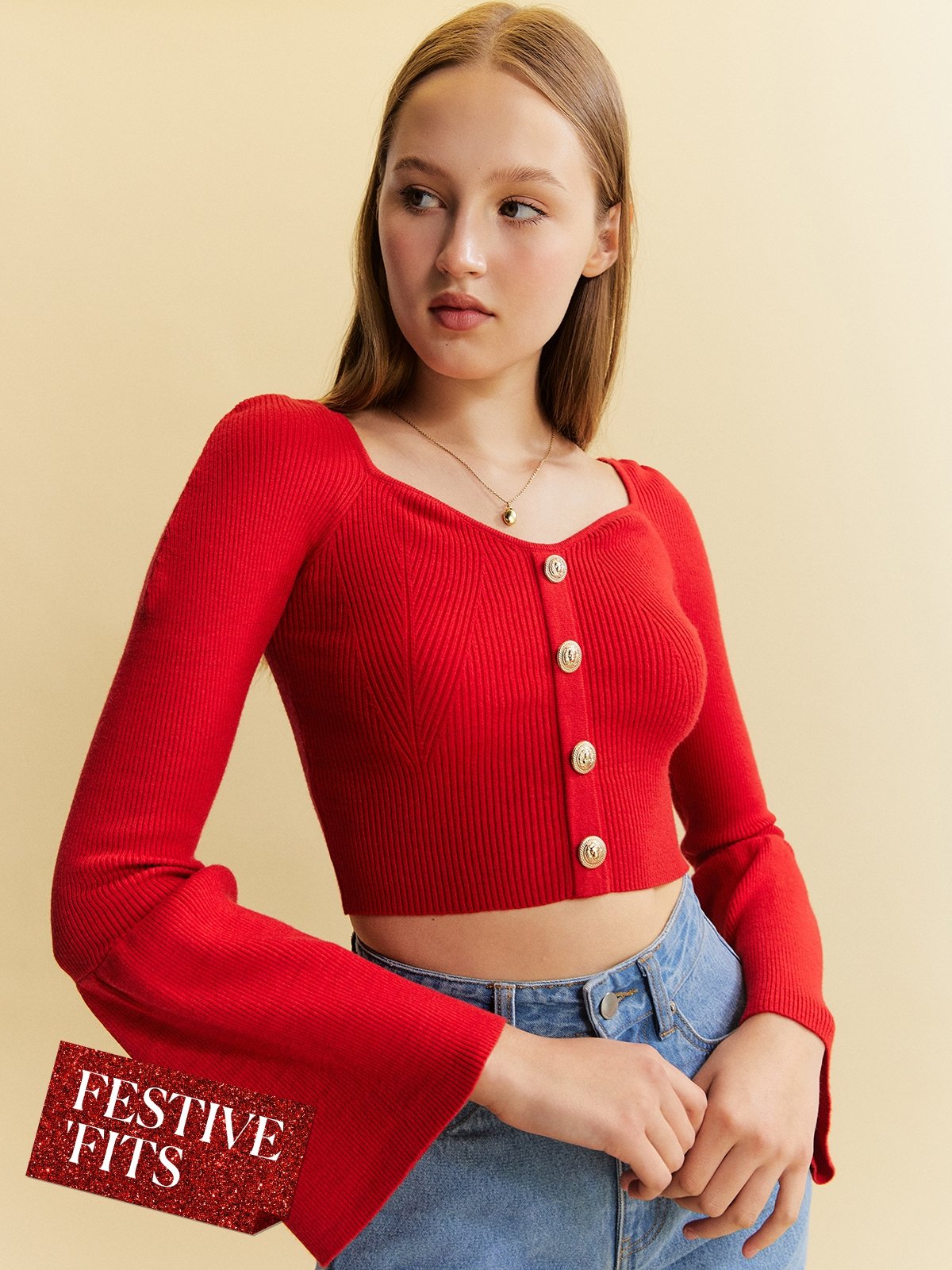 Red on sale cropped cardigan