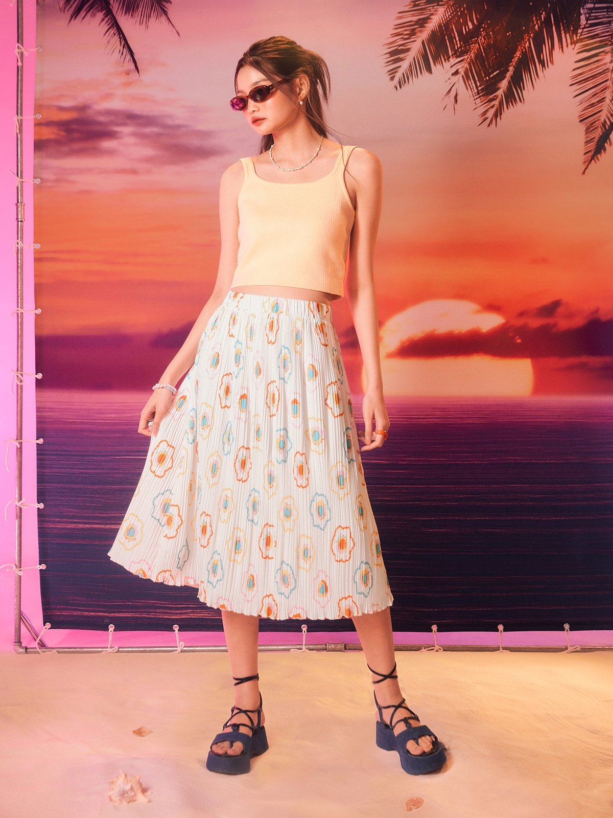 Floral midi skirt 00 outlet