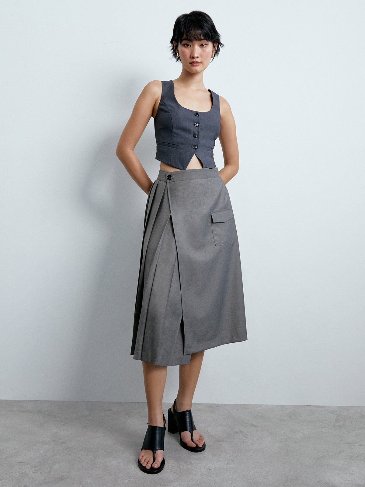 Pleated midi deals skirt 5t
