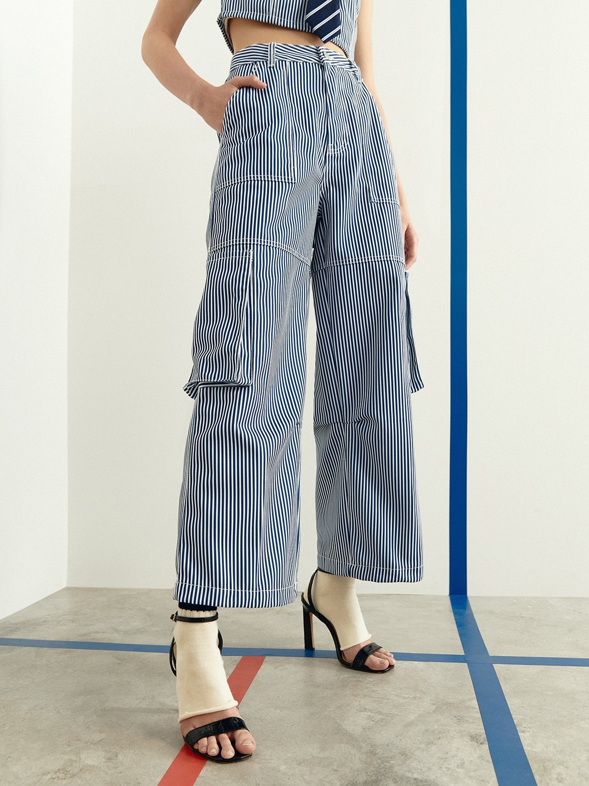 Long Straight Jeans Multi Color Pomelo Fashion