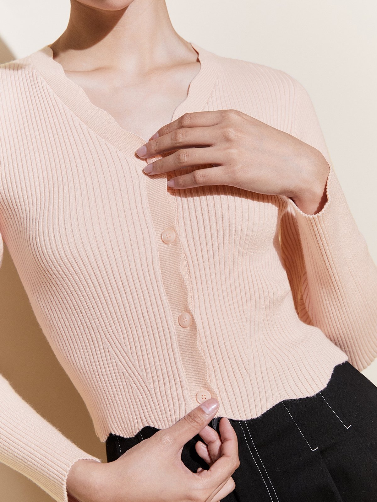Light pink knit cardigan online
