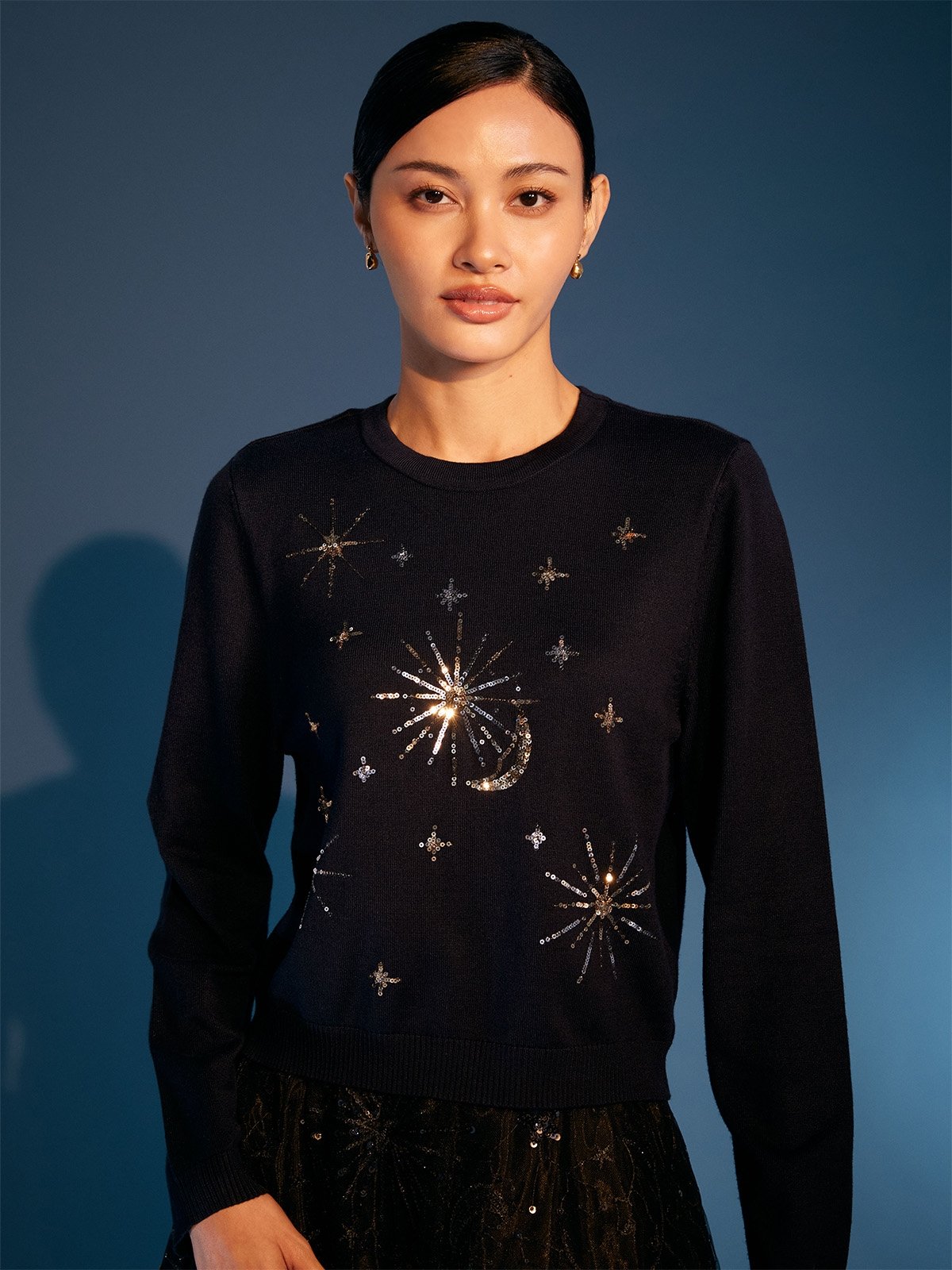 The Cassini Knitted Top - Dark Navy - Pomelo Fashion