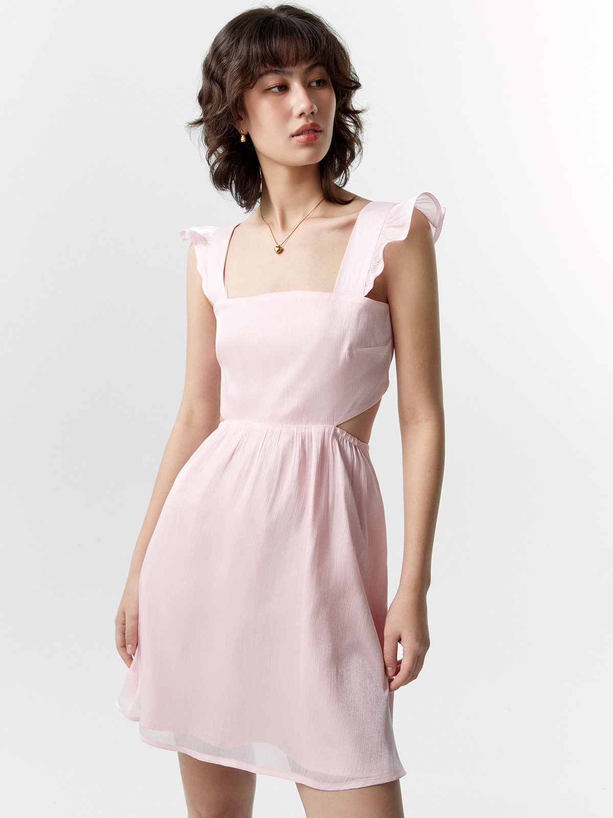 Halter Mini Dress - Pink - Pomelo Fashion