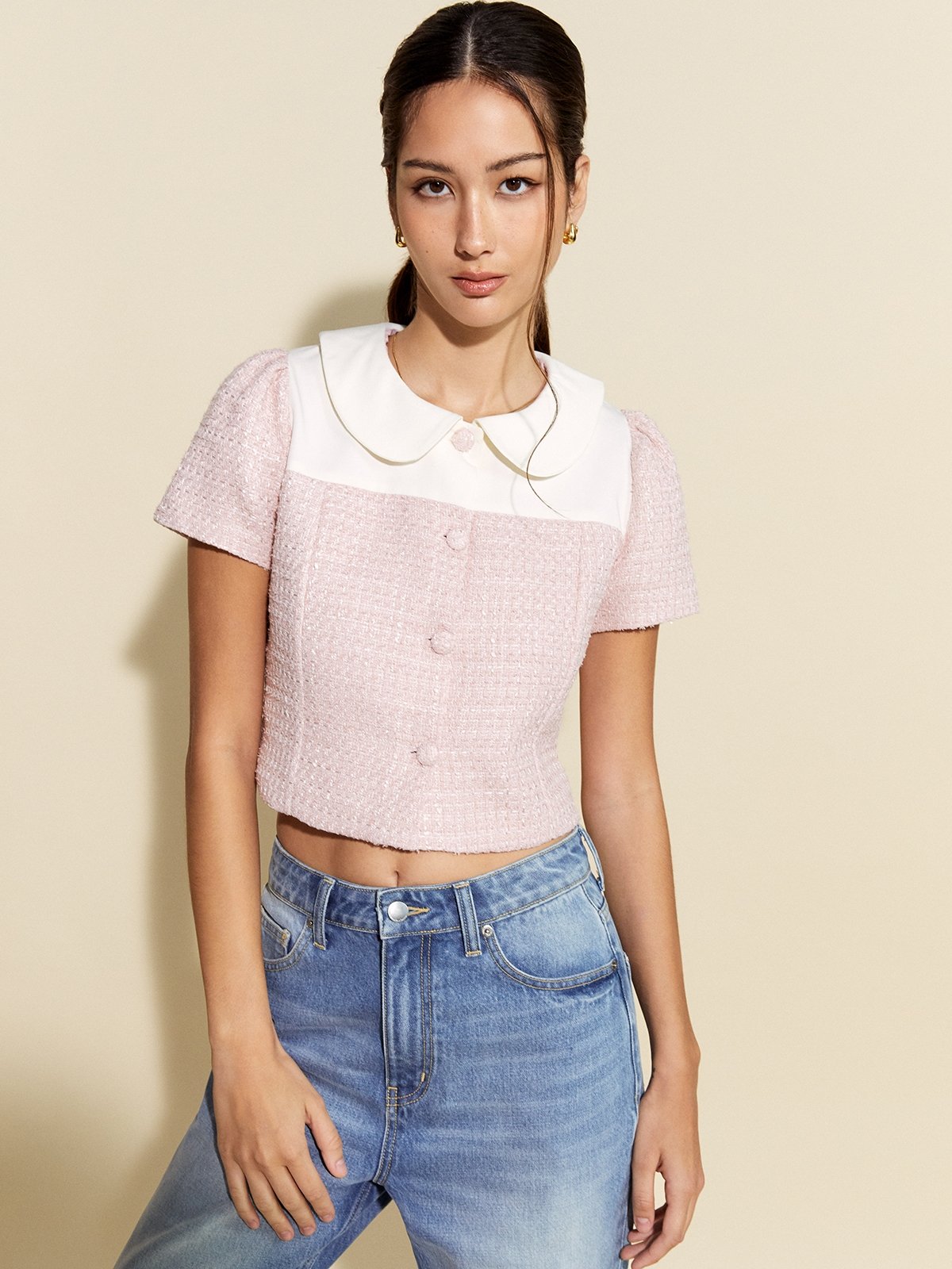 Peter pan collar crop top online