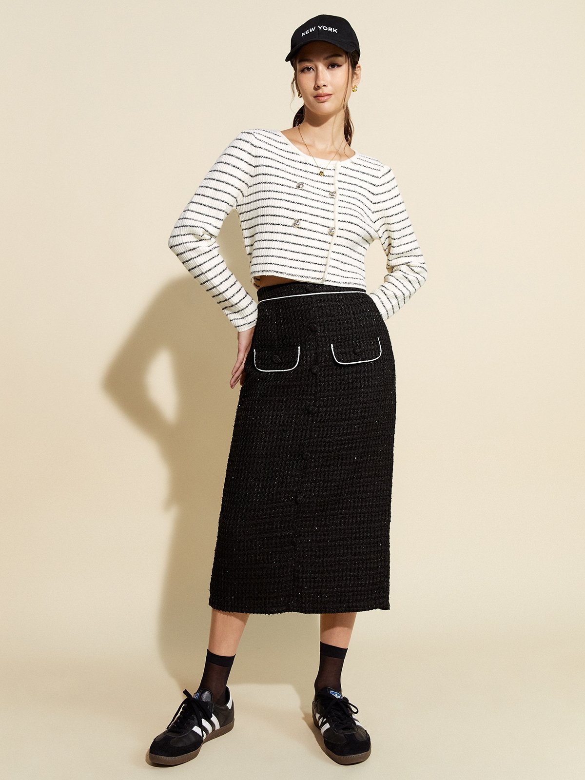 Button down skirt quality top