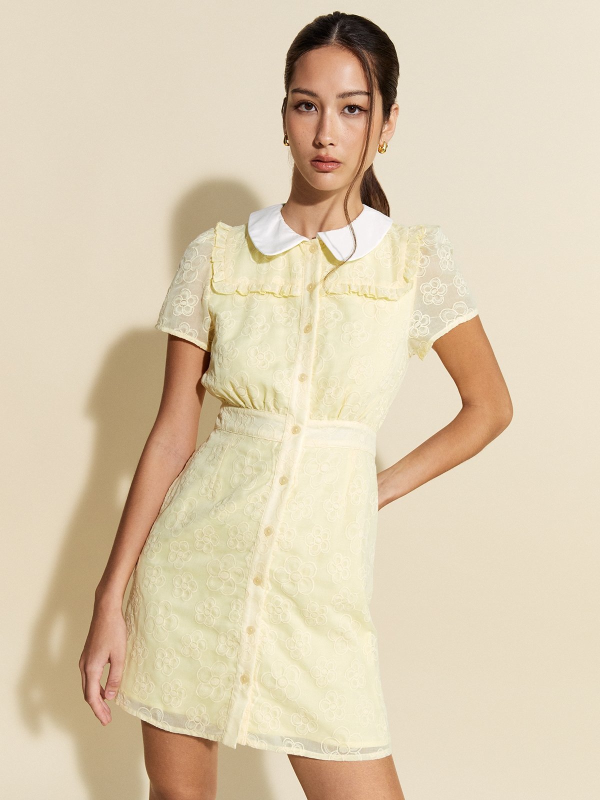 Yellow peter cheap pan collar dress