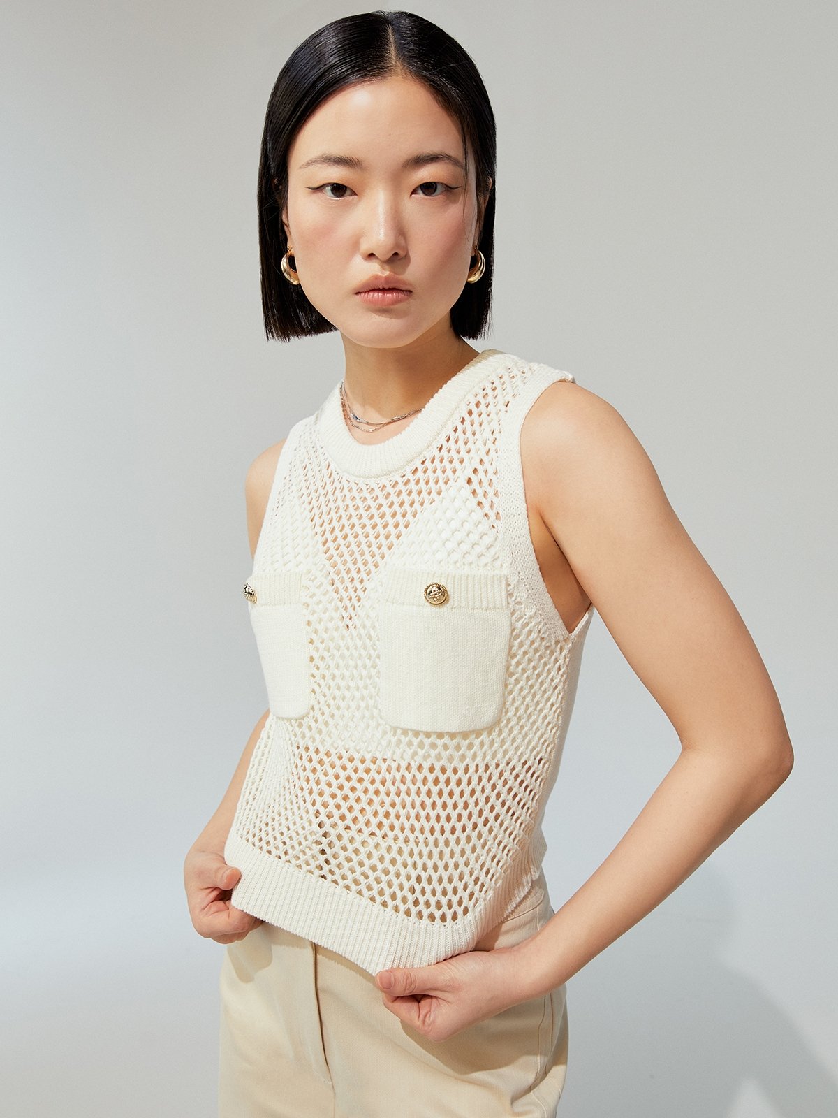 White mesh tank top deals