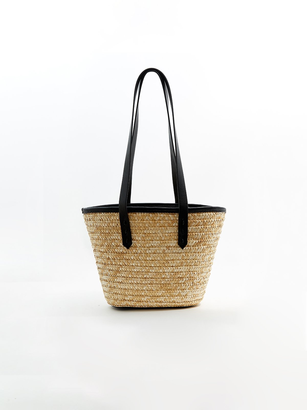 Mini Straw Tote Bag Natural Black Pomelo Fashion